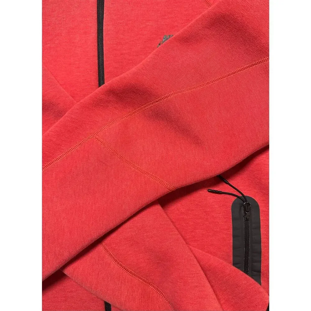 Nike Sportswear Tech Fleece Hoodie Pockets Red Mens Medium